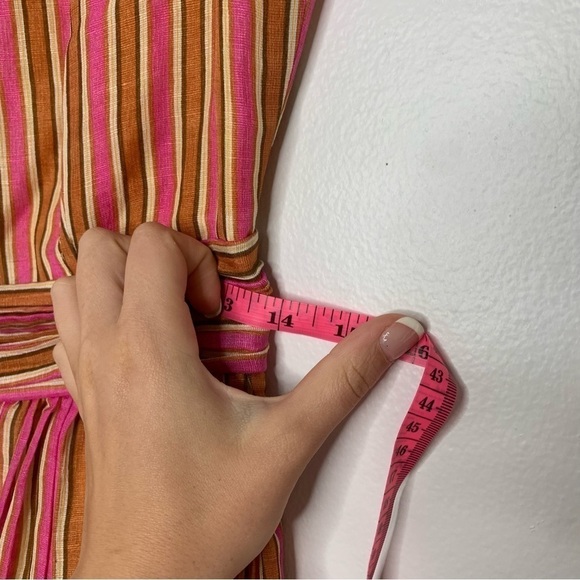 Tory Burch pink orange stripe linen silk sleeveless dress - Picture 5 of 11